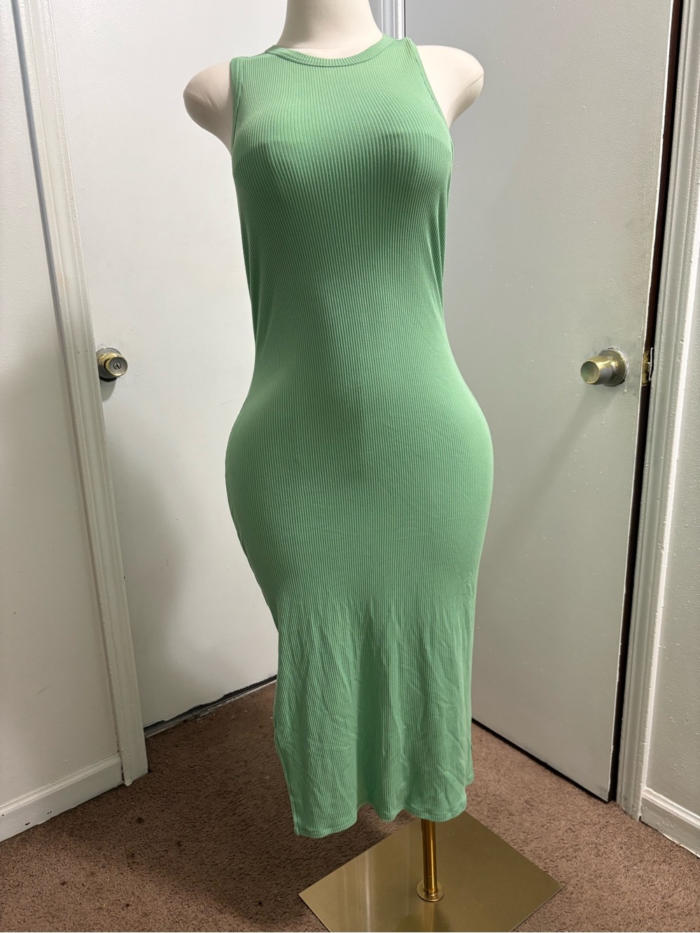Fashion Nova Mint Green Ribbed Tank Dress